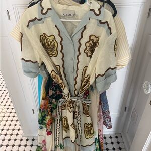 Alemais Cream and Brown Graphic Dress